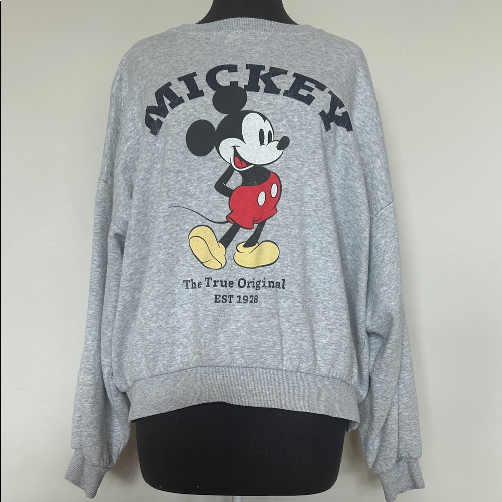 H&M Gray Mickey Mouse Crew Neck Sweater